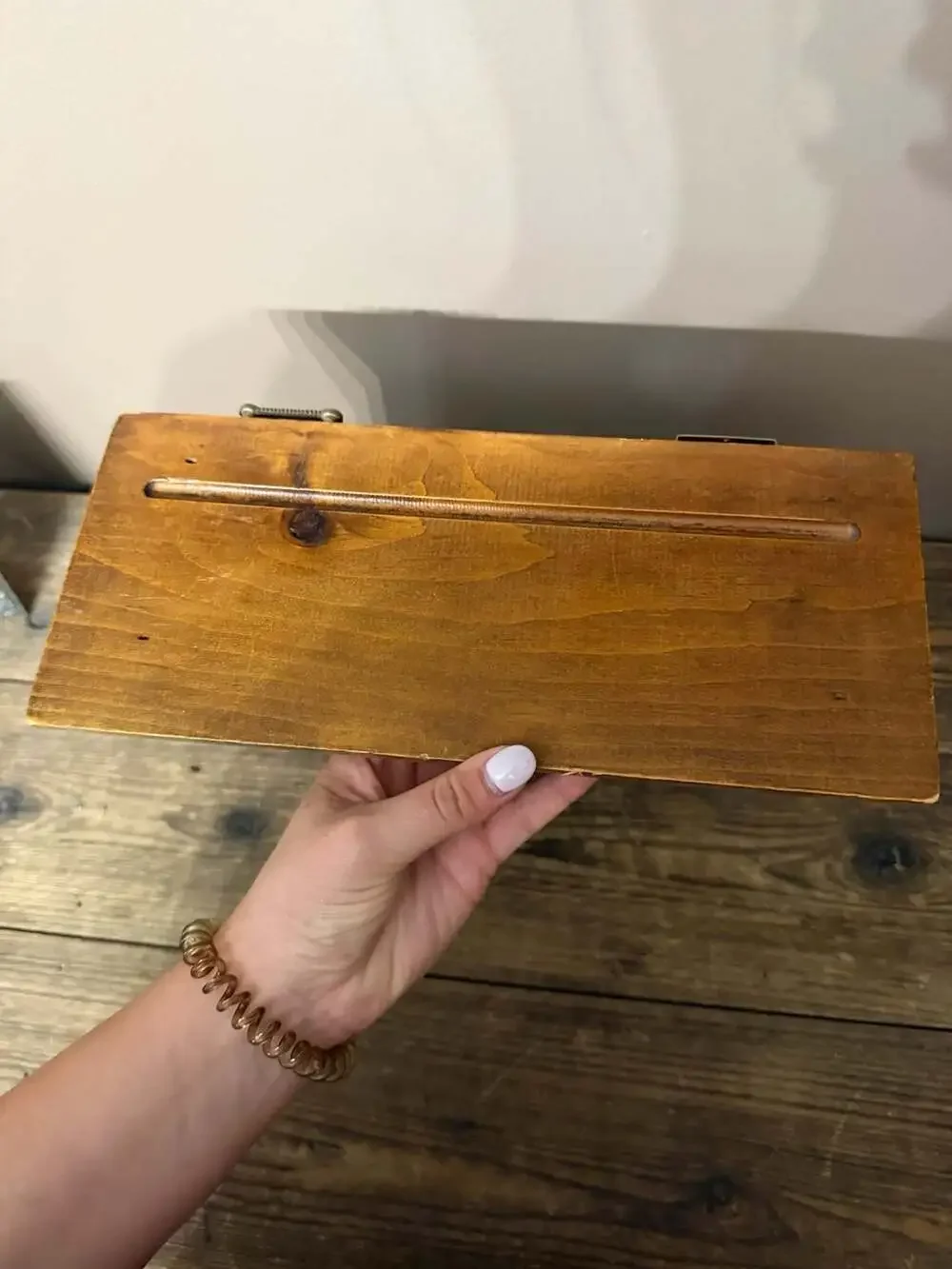 Vintage 12-inch Pine Wood Heart Cut-Out Wall Shelf with Plate Groove